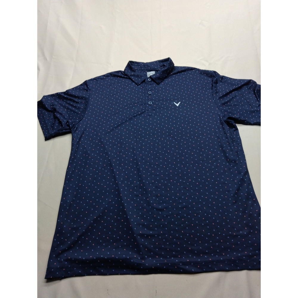 Callaway Opti-Dri Golf Performance Polo Shirt Navy Pattern Men's XL